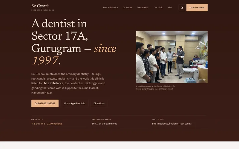 The website we built for Dr. Gupta's Shri Ram Dental Care