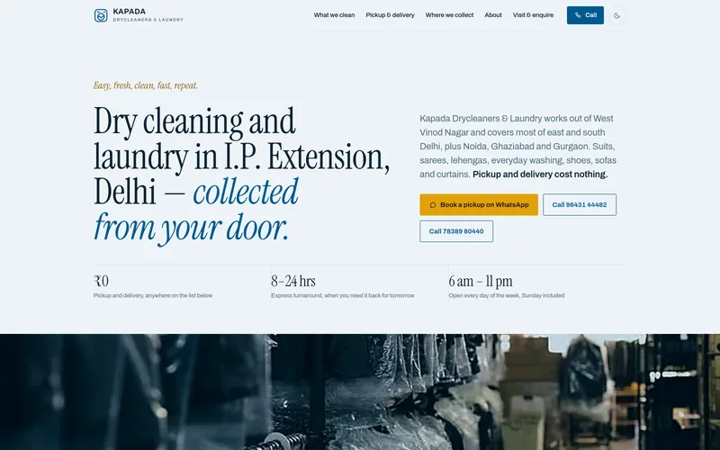 The website we built for Kapada Drycleaners & Laundry