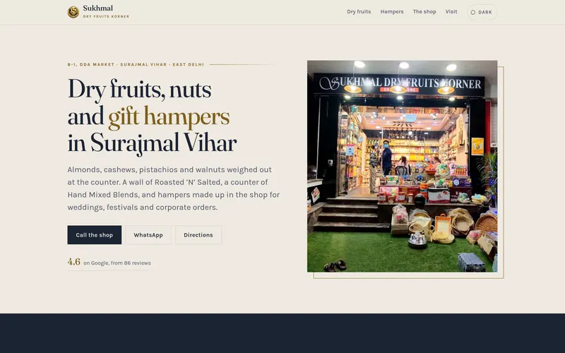 The website we built for Sukhmal Dry Fruits Korner