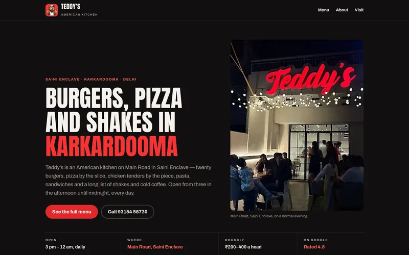 The website we built for Teddy's