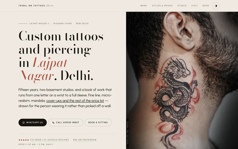 The website we built for Tribal Ink Tattoos